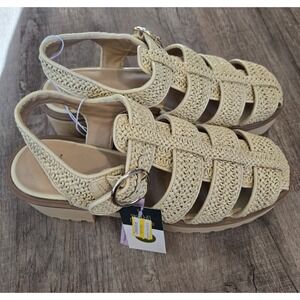 Women's‎ Elide Raffia Fisherman Platform Heels with Memory Foam Insole - 11